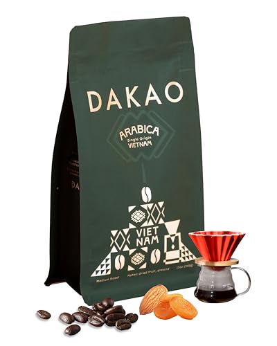 DAKAO COFFEE - Specialty Arabica, Vietnam Single Origin, Medium Roast, Fully Washed Process, Roasted In California, 12oz Whole Bean