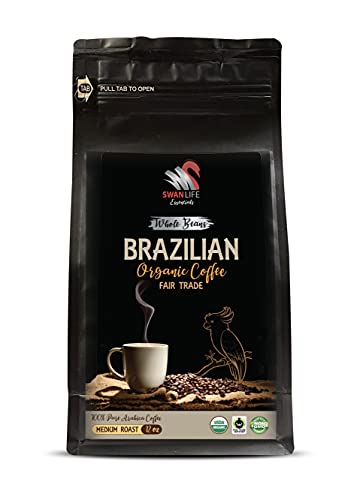 whole beans coffee breakfast blend - BRAZILIAN WHOLE BEANS COFFEE ORGANIC, Medium Roast, non gmo, 100% Arabica, Fair Trade, low acidity - 100%