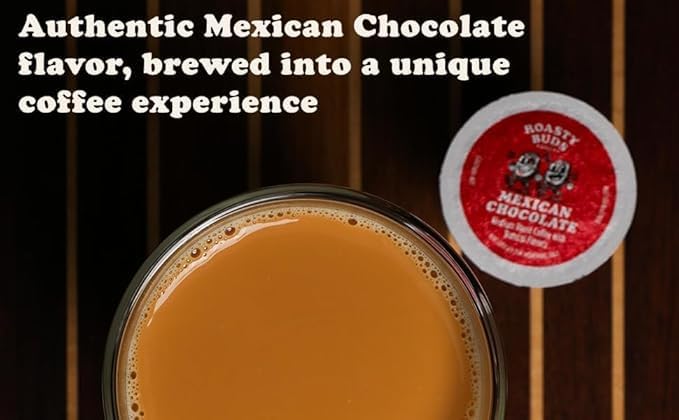 Roasty Buds Coffee Mexican Chocolate & Minty Chocolate Chip Pods 24 Count | Single-Serve 11g Per Pod | Recyclable, Gluten-Free, Non-GMO, No