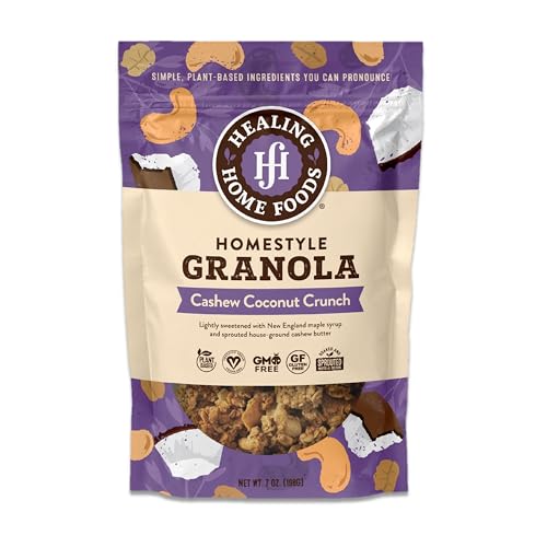 Healing Home Foods Cashew Coconut Crunch, Gluten Free Granola Mix Made with Coconut, Cashews & Almonds, Nut Granola Clusters for Yogurt, Cereal