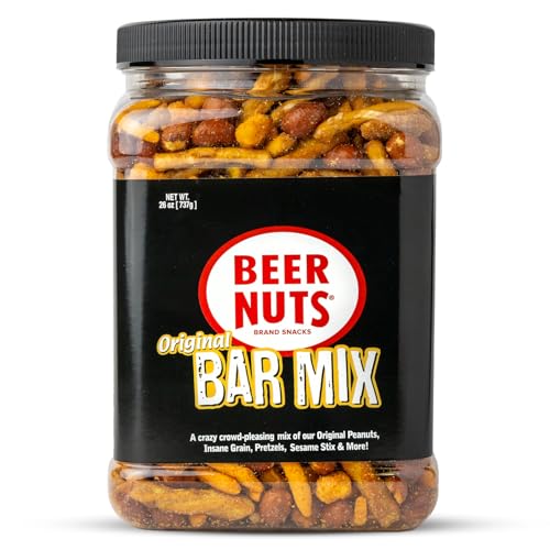 BEER NUTS Original Bar Mix - Crunchy Party Pretzels, Cheese Sticks, Sesame Sticks, Roasted Corn Nuts, & Original Roasted Sweet Glazed Salted Peanuts