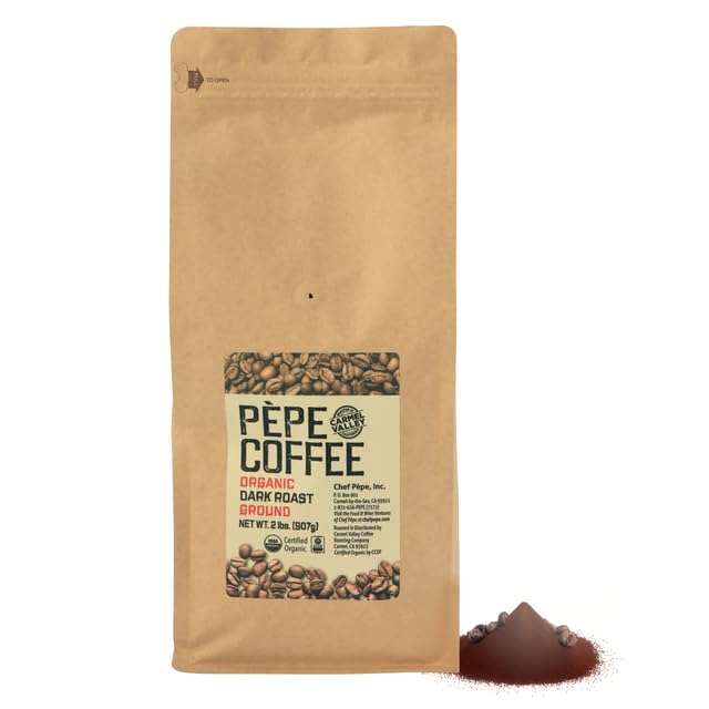Pepe Coffee Organic Dark Roast Ground Coffee 2 lb 1-pack by Chef Pepe