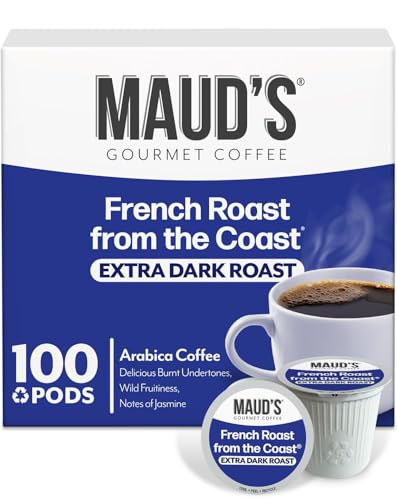 Maud's French Roast Coffee Pods, 100 ct, Dark Roast Coffee in Single Serve Pods - 100% Arabica Coffee, Compatible with Keurig K Cups Maker