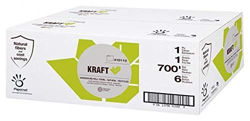 Paper Towels, Hardwound Roll - Natural 700', for HyTech Dispensers, Papernet 410112, Box of 6