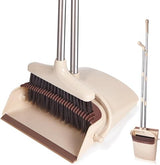XXFLOWER Broom and Dustpan Set with Long Handle, Light Weight Stainless Steel Poles Stand Upright Dustpans with Broom Combo for Home Kitchen Office