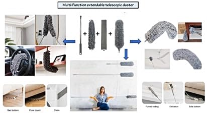(New) Alta Dusting Products 7-Piece All Duster Combo Set (3 Microfiber Duster Heads with Extention Pole + Synthetic (Rainbow) Duster + Lambs Wool