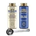 Ghirardelli Sea Salt Caramel and White Chocolate Flavored Sauce Squeeze Bottles, 16 Ounce (Pack 2) with Ghirardelli Stamped Barista Spoon