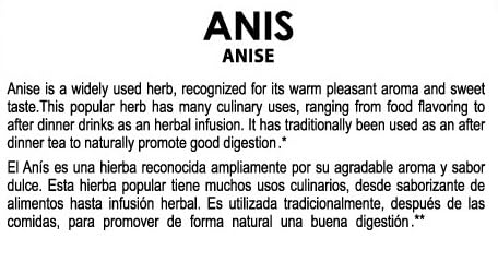 Hanan Peruvian Secrets Anis Herbal Tea | 100% Natural Anise | 1.41oz / 40g |Naturally Aids in Digestive Discomfort, Flatulance, Colic, Expectorant