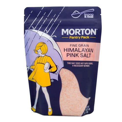 Morton Himalayan Pink Salt Fine Grain, All-Natural Pink Himalayan Salt, 1 lb Resealable Pouch, Ideal for Cooking, Baking, Seasoning & Everyday Use