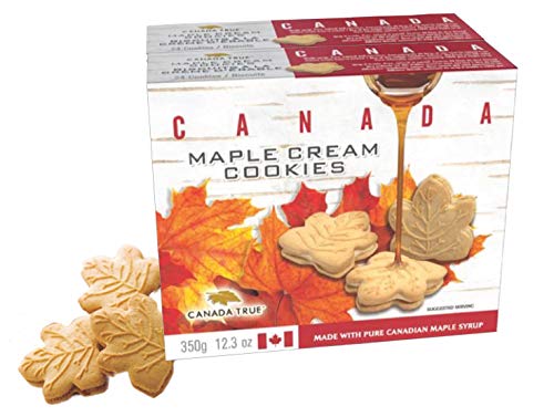 CANADA TRUE MAPLE CREAM COOKIES, 48 Cookies total/24 per Pack 100% Real Canadian Maple Syrup, Total/ 700 g/ 24.6 oz Our 2-Pack is Double the