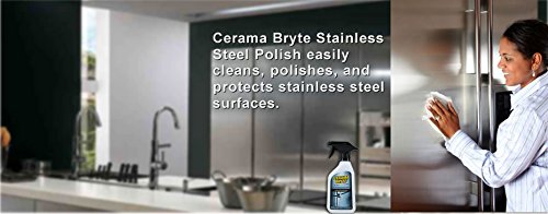 Cerama Bryte Stainless Steel Cleaner for Appliances, Streak-Free Shine and Protection for Refrigerators, Dishwashers, Ovens, and Grills, 16 Fluid