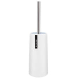 Freestanding Toilet Brush and Holder Set, Long Stainless Steel Handle Toilet Bowl Scrubber for Deep Cleaning Bathroom, Space Saving White ABS Plastic