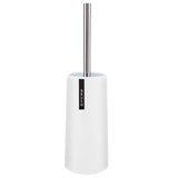 Freestanding Toilet Brush and Holder Set, Long Stainless Steel Handle Toilet Bowl Scrubber for Deep Cleaning Bathroom, Space Saving White ABS Plastic