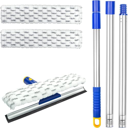 ITTAHO 60" Window Squeegee Cleaner 2 in 1 Window Cleaning Tool Kit Window Washing Kit with Extension Pole for Shower Glass, Indoor/Outdoor High Window