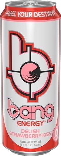 Bang Energy Delish Strawberry Kiss, Sugar-Free Energy Drink, 16 Fl Oz
