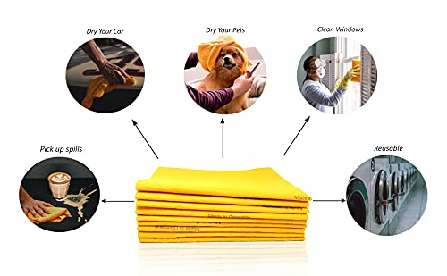 10 Pack Extra Large Original German Shammy Cloths Chamois Towels Absorbent 190g Super Shammy for Pets, Parenting Tool Cleaning for Home and Commercial