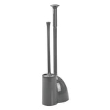 mDesign Hidden Plunger and Brush Set for Toilet Bowl - Combo with Holder Caddy - Modern Toilet Brush and Plunger Set - Aura Collection - Charcoal Gray