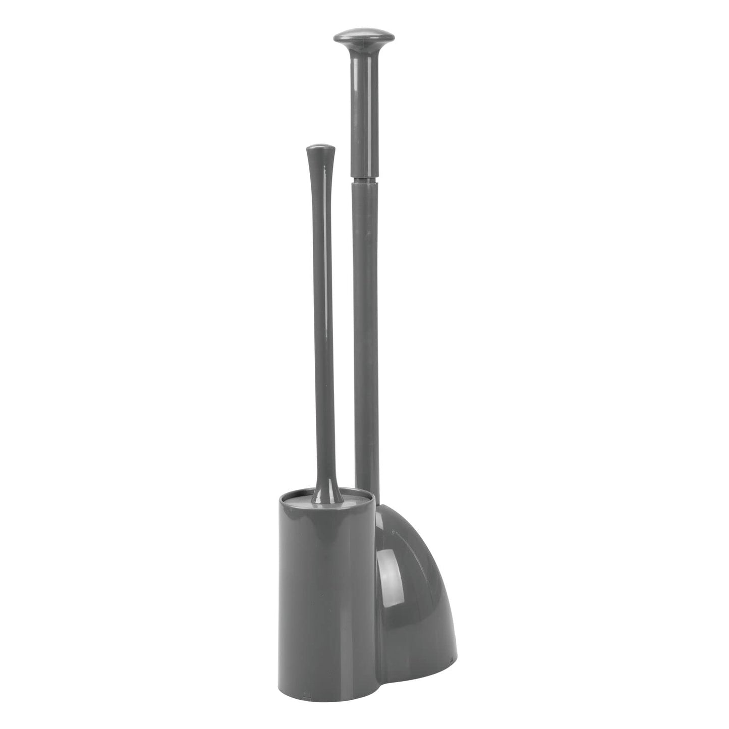 mDesign Hidden Plunger and Brush Set for Toilet Bowl - Combo with Holder Caddy - Modern Toilet Brush and Plunger Set - Aura Collection - Charcoal Gray