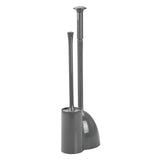 mDesign Hidden Plunger and Brush Set for Toilet Bowl - Combo with Holder Caddy - Modern Toilet Brush and Plunger Set - Aura Collection - Charcoal Gray
