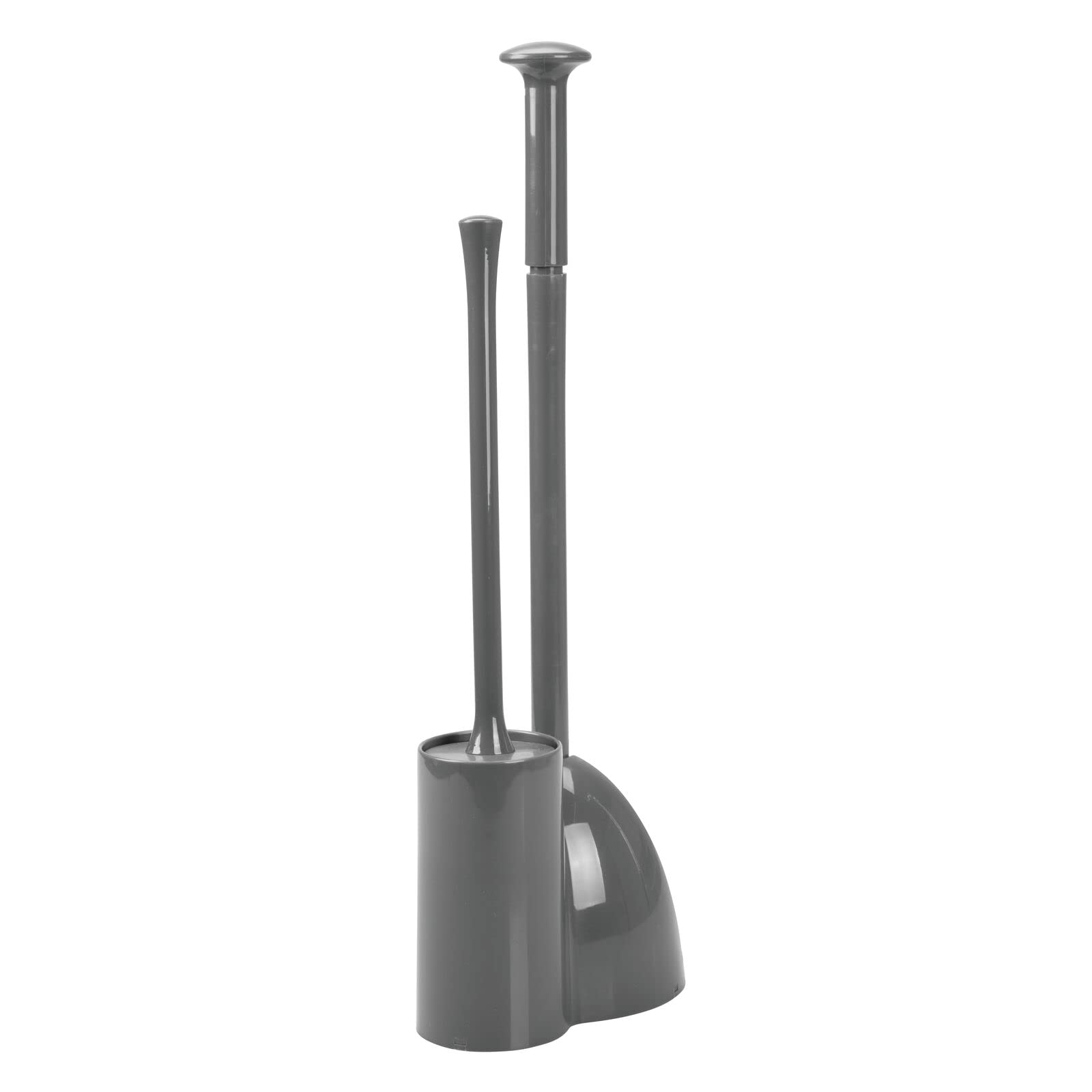 mDesign Hidden Plunger and Brush Set for Toilet Bowl - Combo with Holder Caddy - Modern Toilet Brush and Plunger Set - Aura Collection - Charcoal Gray
