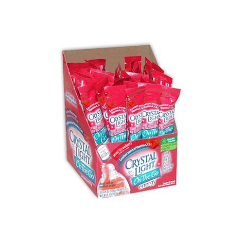 Crystal Light On-The-Go Drink Mix Packets with Caffeine, Zero Sugar Powdered Water Enhancer, Artificially Flavored Low Calorie Energy Beverage Mix