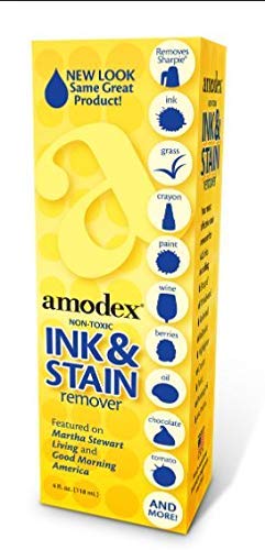 Amodex Ink and Stain Remover - Cleans Marker, Ink, Crayon, Pen, Makeup from Furniture, Skin, Clothing, Fabric, Leather - Liquid Solution - 4 fl oz