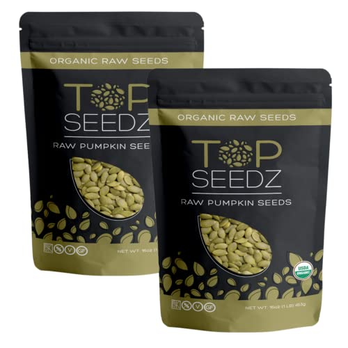 Top Seedz Certified USDA Organic Raw Pumpkin Seeds (Pepitas)| Premium Fresh and Unsalted, Shell-Free Pumpkin Seeds | Gluten-Free, Nut-Free, Vegan