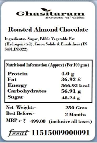 Ghasitaram Gifts Roasted Almond Chocolate