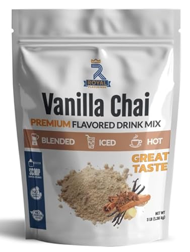 Royal Flavorings Vanilla Chai Premium Flavored Drink Mix for Blended Frappe, Iced or Hot Drinks, Stand up Resealable Bag 3 Lb.