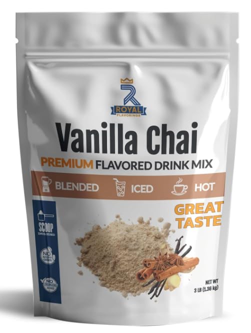 Royal Flavorings Vanilla Chai Premium Flavored Drink Mix for Blended Frappe, Iced or Hot Drinks, Stand up Resealable Bag 3 Lb.