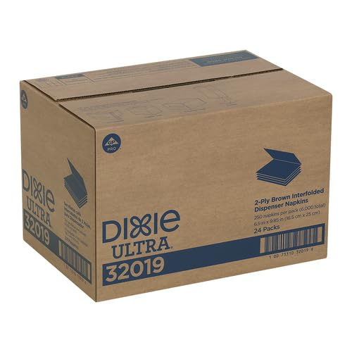 Georgia-Pacific Dixie Ultra Interfold 2-Ply Napkin Dispenser Refill (Previously EasyNap) by GP PRO (Georgia-Pacific), Brown, 32019, 250 Napkins Per