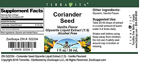Coriander Seed Glycerite Liquid Extract (1:5) - Vanilla Flavored (1 oz, ZIN: 522334) - 3 Pack