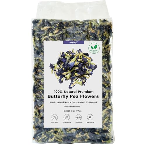 8oz Butterfly Pea Flowers,Non-GMO,Natural Butterfly Pea Tea,Premium Dried Butterfly Pea Flower for Blue & Purple Drinks and Food Coloring