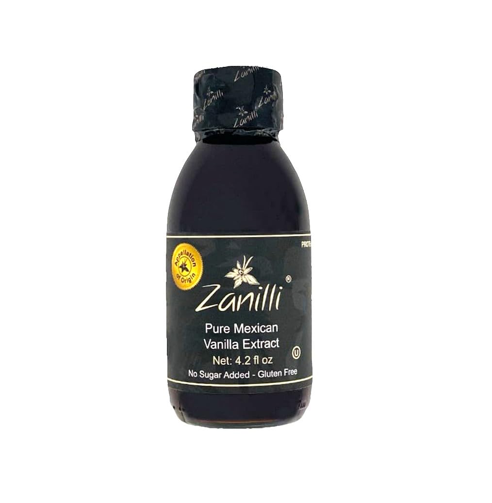 Zanilli Mexican Vanilla Extract - 4.2fl oz - Pure Vanilla Extract for Baking - No Sugar Added - Gluten Free