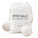 Santa Barbara Design Studio Wool Dryer Balls Natural Fabric Softener Woolly Ball Set in Muslin Storage Bag, 6-Pack, Opposite of Wrinkly