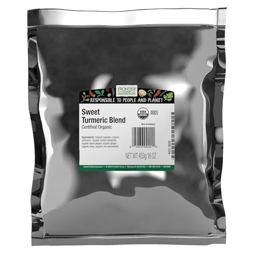 Frontier Co-op Organic Sweet Turmeric Blend, 1lb Bulk Bag - Warm Spice Mix with Cinnamon, Ginger for Golden Milk, Horchata, Baking, Lattes, Desserts