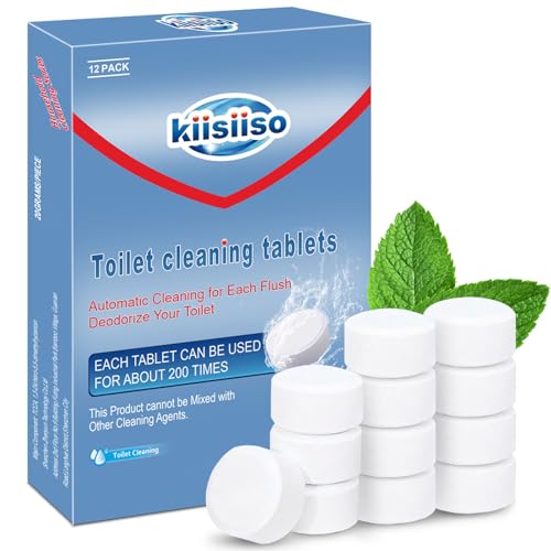KIISIISO Toilet Bowl Cleaners Tablets(12 Pack), Household Lime Rust Removers, Automatic Toilet Tank Cleaner, with Sustained Release Technology