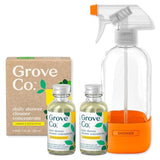 Grove Co. Daily Shower Cleaner, Refill Concentrate (2 x 1 Fl Oz) + 1 x Reusable Glass Spray Bottle (16 Oz), Plant-Based Cleaning Supplies, Reduced