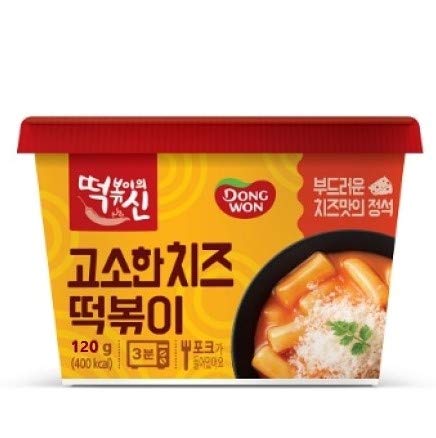 Dong Won God of Topokki Bowl Cheese, Hot& Spicy, Sweet & Spicy, Rose (120g/each) (Cheese, 1)
