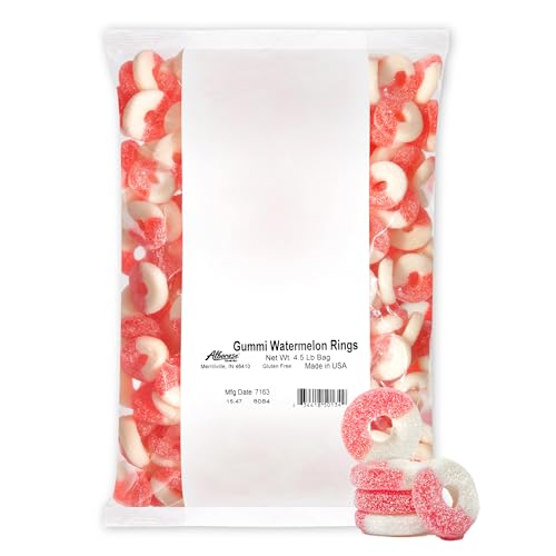 Albanese World's Best Gummi Watermelon Rings | 4.5lbs of Candy | Gluten Free, Fat Free, Soft and Chewy Gummy Rings | Perfect for Parties, Baking