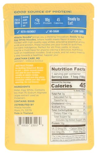 MIRACLE NOODLE Egg White Spaghetti Noodle, 3.5 OZ