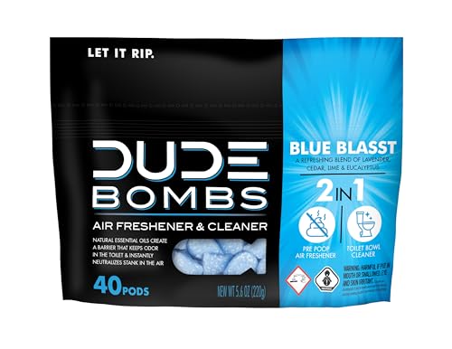 DUDE Wipes DUDE Bombs Toilet Stank Eliminator - 2-in-1 Air Freshener and Toilet Bowl Cleaner - 1 Pack (40 Pods) - Deodorizing Blend of Lavender
