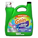 Gain + Odor Defense Liquid Laundry Detergent, Super Fresh Blast Scent, 107 Loads, HE Compatible Washing Soap (Packaging May Vary)