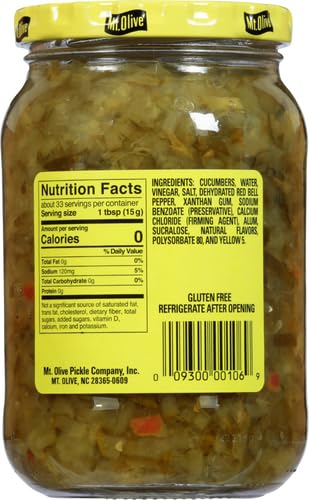 Mt. Olive No Added Sugar Sweet Relish, 16 oz
