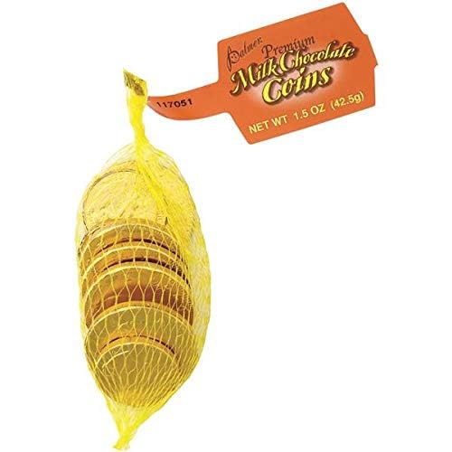 R.M. Palmer Small Mesh Bag Premium Milk Chocolate Coins, Gold Color Half Dollar and Quarter Shaped Holiday Candy, Making Candy Fun Since 1948 (1.5oz)