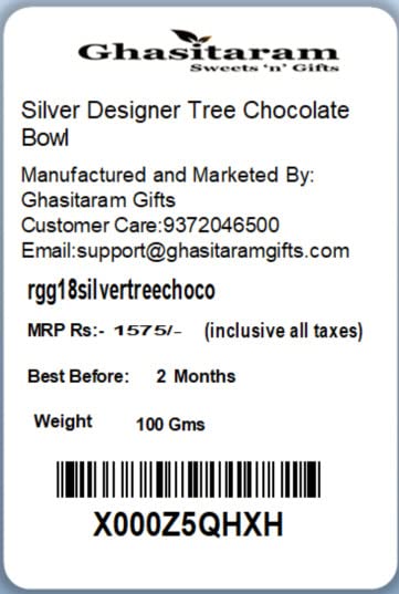 Ghasitaram Gifts Rakhi Gifts for Brothers Rakhi Chocolate Silver Designer Tree Chocolate Bowl with Pearl Rakhi