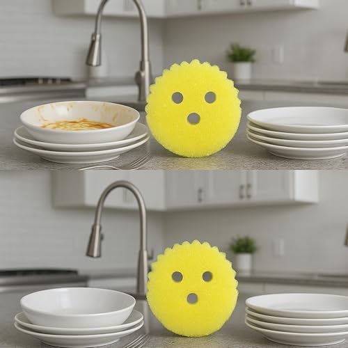 Scrub Pro Cleaning Sponge - 3 Pack Non-Scratch Kitchen & Bathroom Sponges with Dual-Sided Design and Sideways Slit for Utensils, Ideal for Dishes