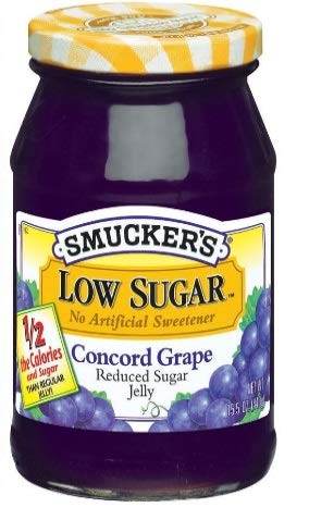 Low Sugar Strawberry Preserves and Concord Grape Jelly, 15.5 Ounce (Pack of 2) - with Two Make Your Day Sporks or Spreader