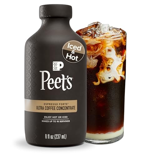 Peet's Coffee, Ultra Coffee Concentrate, Instant Hot, Cold Brew, or Iced Coffee, 100% Arabica Coffee - Espresso Forte, 8 Fluid Ounce Bottle (16