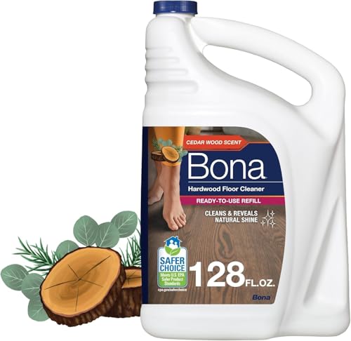 Bona Hardwood Floor Cleaner Refill - 128 fl oz - Cedar Wood Scent - Residue-Free Floor Cleaning Solution Spray Mop and Spray Bottle Refill - For Wood
